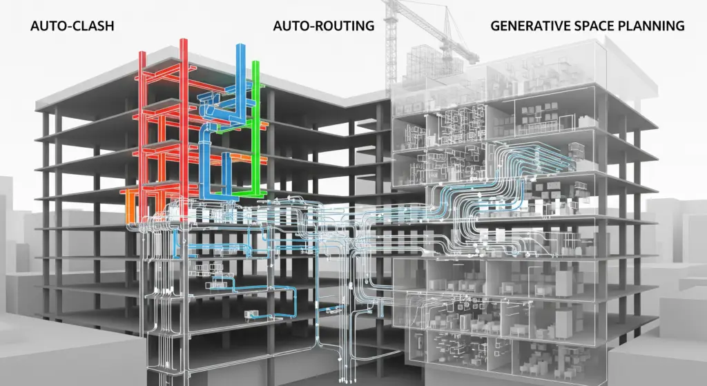 Auto-Clash, Auto-Routing, and Generative Space Planning